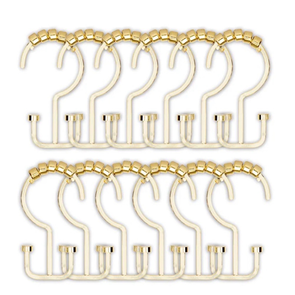 Set of 18 Gold Shower Curtain Hooks